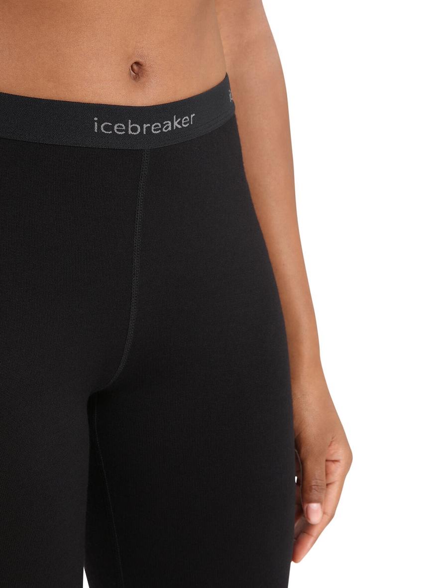 Black Icebreaker Merino 260 Tech Thermal Women's Leggings | AU 1553VRWD